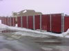 6' Commercial Galvanized Chain Link Fence with Red Vinyl Slats for Privacy