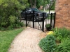 Custom Aluminum Arched Double Cantilever Pedestrian Gate, with Finial Design