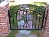 Custom Iron Arched Pedestrian Gate, with Scrolls and Ornamental Casting