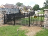 Wrought Iron Fence, Arched Gate with Finials and Rings, Bloomfield Hills