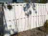 Tan Shadow Box Privacy PVC Fence with Flat Cap Post Style