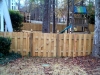 Short White Cedar Shadow Box Fence, Dog Eared Style with Gothic Posts
